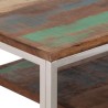 Table console argenté inox et bois de récupération massif 