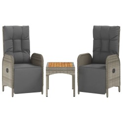 Ensemble à manger jardin 4pcs et coussins Gris Résine tressée 