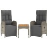 Ensemble à manger jardin 4pcs et coussins Gris Résine tressée 