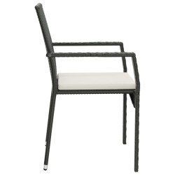 Ensemble à manger de jardin coussins 5pcs Noir Résine tressée 