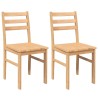 Chaises à manger 2 pcs bois massif caoutchouc 