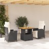 Ensemble à manger de jardin avec coussins 3 pcs Noir 