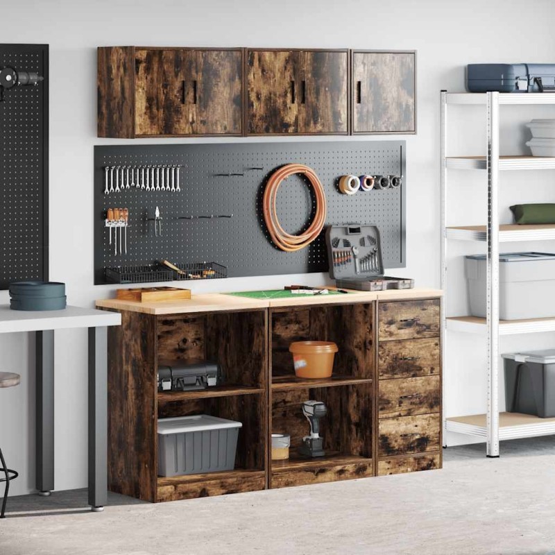 Armoires de garage 6 pcs chêne fumé bois d'ingénierie 
