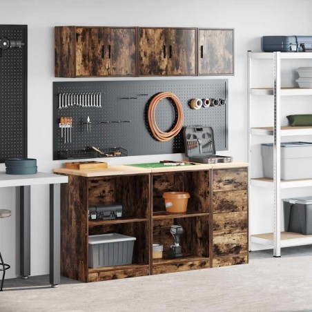 Armoires de garage 6 pcs chêne fumé bois d'ingénierie 