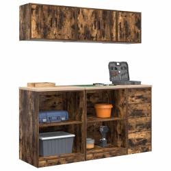 Armoires de garage 6 pcs chêne fumé bois d'ingénierie 