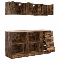 Armoires de garage 6 pcs chêne fumé bois d'ingénierie 