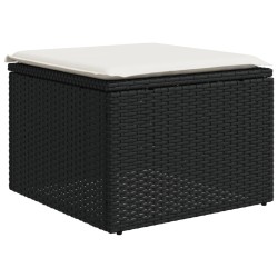 Salon de jardin 7 pcs avec coussins noir résine tressée 