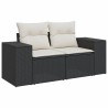 Salon de jardin 7 pcs avec coussins noir résine tressée 