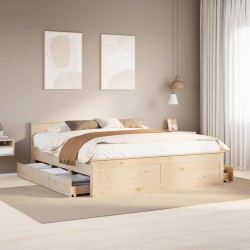 Cadre de lit sans matelas avec tête de lit 180x200 cm bois pin 