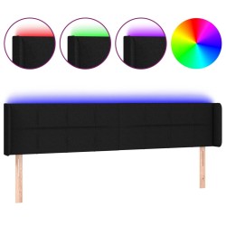 Tête de lit à LED Noir 183x16x78/88 cm Tissu 