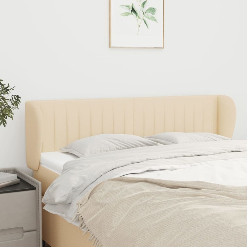Tête de lit avec oreilles Crème 147x23x78/88 cm Tissu 