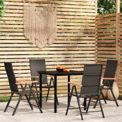 Ensemble à manger de jardin 5 pcs Noir 