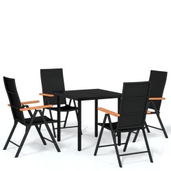 Ensemble à manger de jardin 5 pcs Noir 