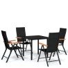 Ensemble à manger de jardin 5 pcs Noir 