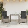 Ensemble à manger de jardin 3 pcs coussins gris résine tressée 