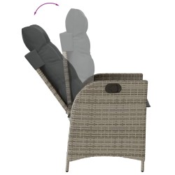 Ensemble à manger de jardin 3 pcs coussins gris résine tressée 