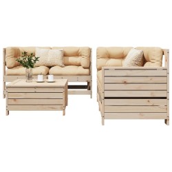 Salon de jardin 5 pcs bois de pin massif 