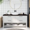 Comptoir de salle de bain marron foncé bois massif traité 