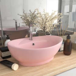 Lavabo ovale de luxe à trop-plein Rose mat 58,5x39 cm Céramique 