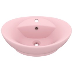 Lavabo ovale de luxe à trop-plein Rose mat 58,5x39 cm Céramique 