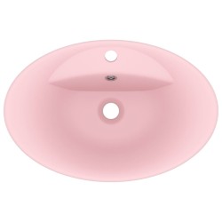 Lavabo ovale de luxe à trop-plein Rose mat 58,5x39 cm Céramique 