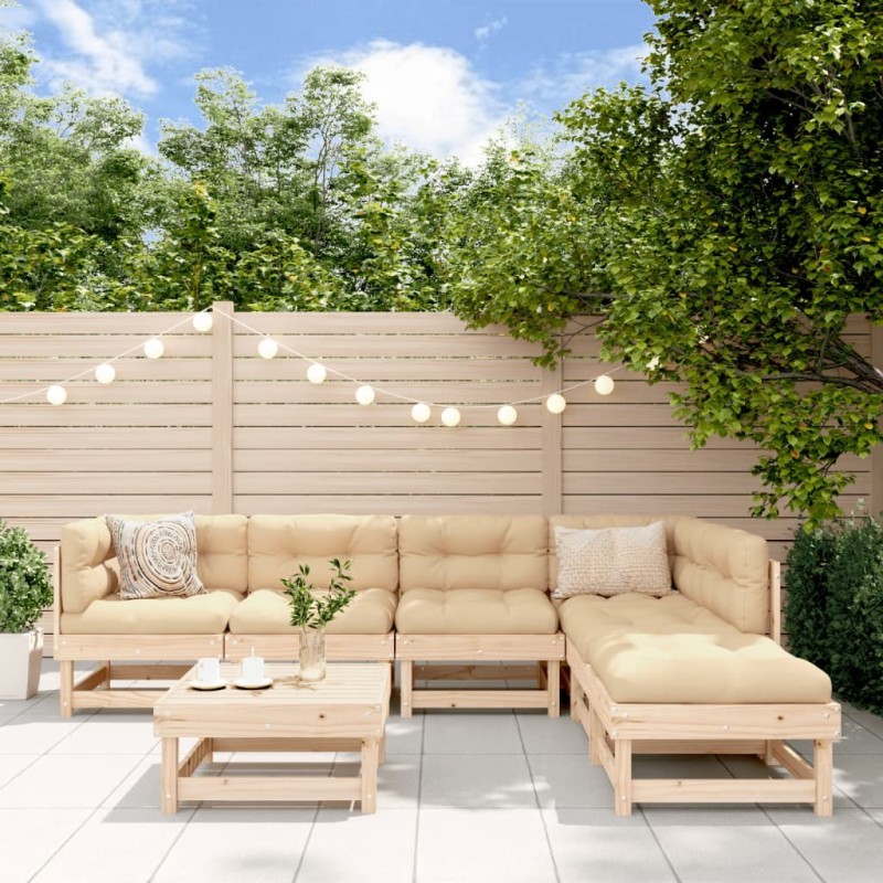 Salon de jardin 7 pcs Bois de pin massif 