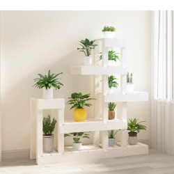 Support à plantes Blanc 92x25x97 cm Bois massif de pin 
