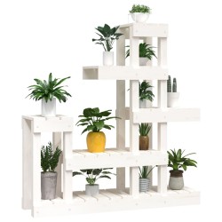 Support à plantes Blanc 92x25x97 cm Bois massif de pin 