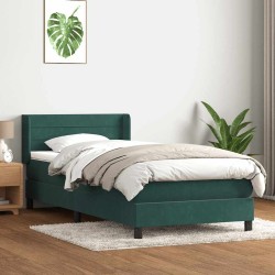 Sommier à lattes de lit et matelas vert foncé 100x210cm velours 