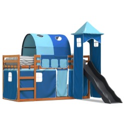 Lit superposé sans matelas avec toboggan et rideaux 90x190 cm 