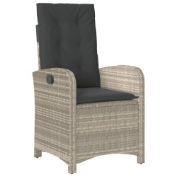 Ensemble à manger de jardin 3pcs coussins gris clair poly rotin 