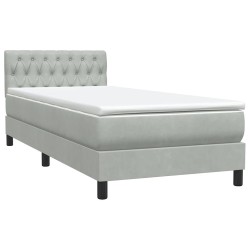 Sommier à lattes de lit et matelas gris clair 80x210 cm velours 