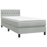 Sommier à lattes de lit et matelas gris clair 80x210 cm velours 