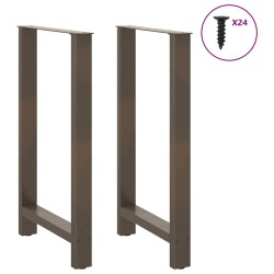 Pieds de table de bar en acier naturel, 2 pièces, 60 x (100-101) cm 