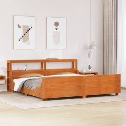 Cadre de lit sans matelas cire marron 180x200cm bois pin massif 