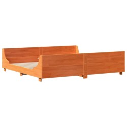 Cadre de lit sans matelas cire marron 180x200cm bois pin massif 