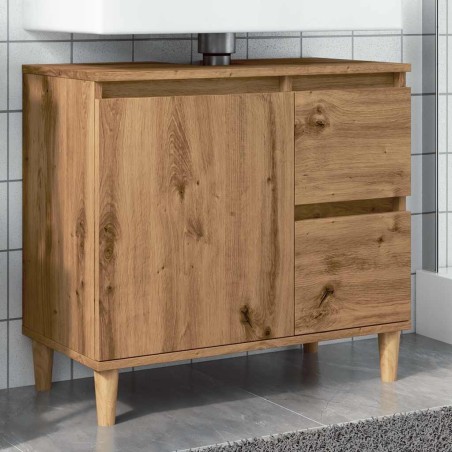 Armoire lavabo chêne artisanal 65x33x60 cm bois d'ingénierie 