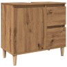 Armoire lavabo chêne artisanal 65x33x60 cm bois d'ingénierie 