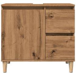 Armoire lavabo chêne artisanal 65x33x60 cm bois d'ingénierie 