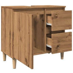 Armoire lavabo chêne artisanal 65x33x60 cm bois d'ingénierie 
