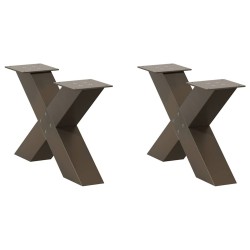 Pieds de table basse en forme de X, 2 pièces, acier naturel, 60 x (30-31) cm 
