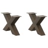 Pieds de table basse en forme de X, 2 pièces, acier naturel, 60 x (30-31) cm 