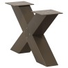 Pieds de table basse en forme de X, 2 pièces, acier naturel, 60 x (30-31) cm 