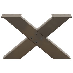 Pieds de table basse en forme de X, 2 pièces, acier naturel, 60 x (30-31) cm 
