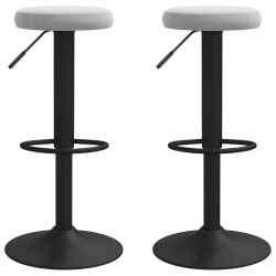 Tabourets de bar lot de 2 gris clair velours 