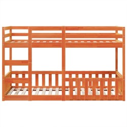 Lit superposé cire marron 90x200 cm bois de pin massif 