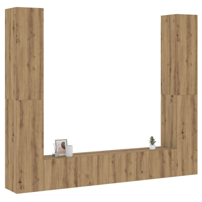 Meubles TV muraux 6 pcs chêne artisanal bois d'ingénierie 