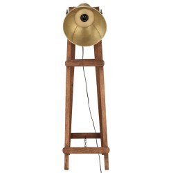 Lampadaire Laiton E27 Bois de manguier massif 