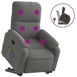 Fauteuil inclinable de massage gris foncé tissu microfibre 