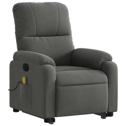 Fauteuil inclinable de massage gris foncé tissu microfibre 